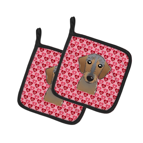Caroline's Treasures BB5303PTHD Wirehaired Dachshund Pair of Pot Holders, 7.5HX7.5W, multicolor