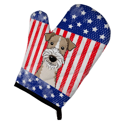 Caroline's Treasures BB2177OVMT American Flag and Wire Haired Fox Terrier Oven Mitt, Large, multicolor