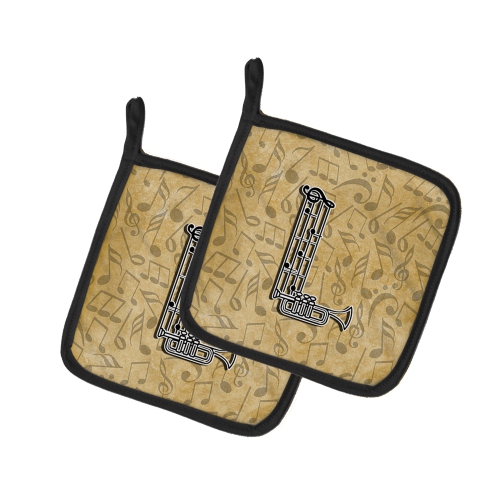 Caroline's Treasures CJ2004-LPTHD Letter L Musical Instrument Alphabet Pair of Pot Holders, 7.5HX7.5W, multicolor