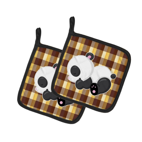 Caroline's Treasures BB6804PTHD Panda Naptime Pair of Pot Holders, 7.5HX7.5W, multicolor