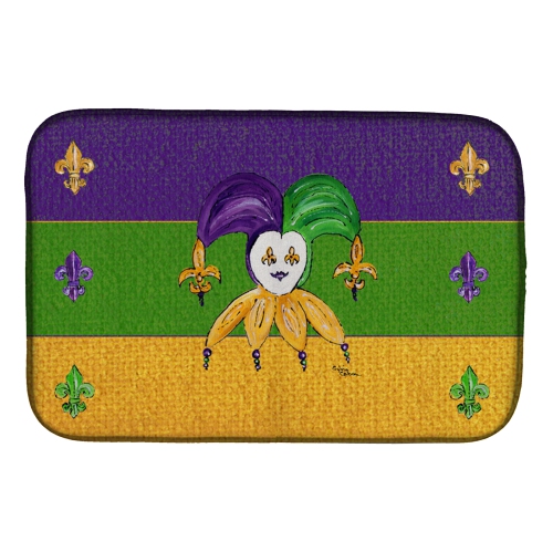 Caroline's Treasures 8386DDM Mardi Gras Jester Dish Drying Mat, 14 x 21", multicolor