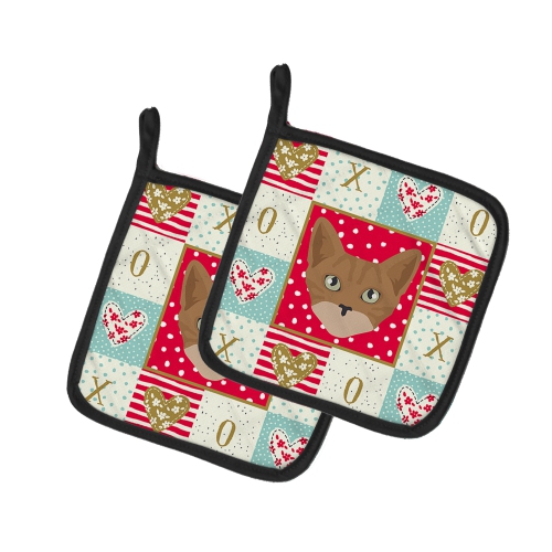 Caroline's Treasures CK5086PTHD Australian Mist Cat Love Pair of Pot Holders, 7.5HX7.5W, multicolor
