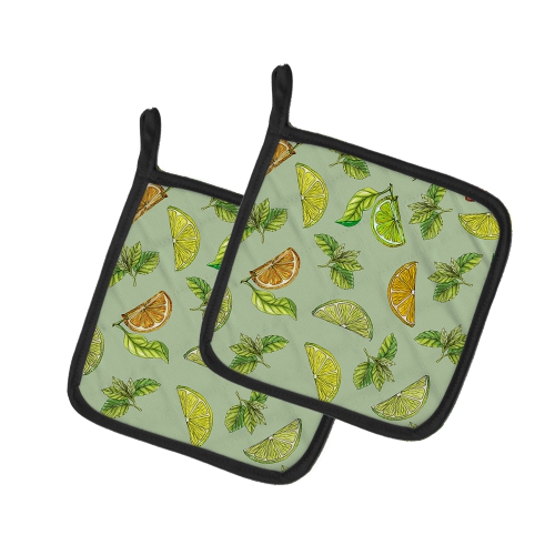 Caroline's Treasures BB5206PTHD Lemons, Limes and Oranges Pair of Pot Holders, 7.5HX7.5W, multicolor