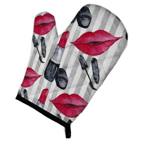 Caroline's Treasures BB7512OVMT Watercolor Lipstick and Grey Stripes Oven Mitt, Large, multicolor
