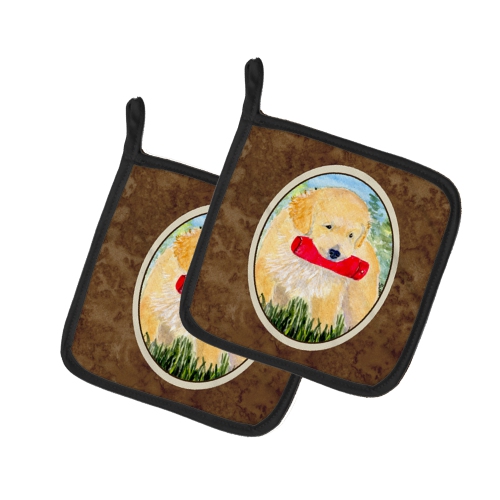 Caroline's Treasures SS8858PTHD Golden Retriever Pair of Pot Holders, 7.5HX7.5W, multicolor