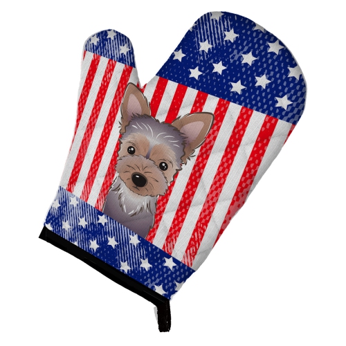 Caroline's Treasures BB2162OVMT American Flag and Yorkie Puppy Oven Mitt, Large, multicolor