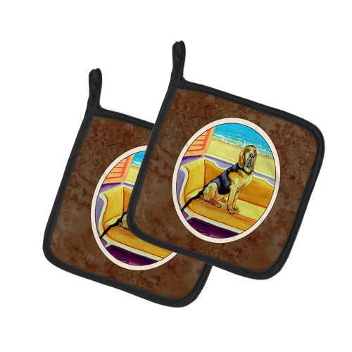 Caroline's Treasures 7191PTHD Bloodhound Couch Sitting Pair of Pot Holders, 7.5HX7.5W, multicolor