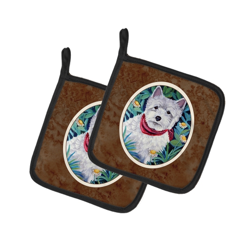 Caroline's Treasures 7066PTHD Westie Pair of Pot Holders, 7.5HX7.5W, multicolor