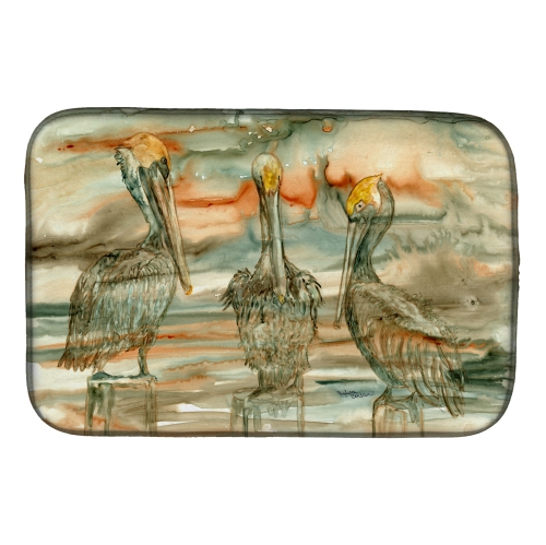 Caroline's Treasures 8980DDM Pelicans on their perch Abstract Dish Drying Mat, 14 x 21", multicolor