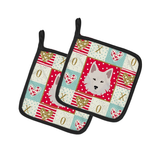 Caroline's Treasures CK5194PTHD Danish Spitz Love Pair of Pot Holders, 7.5HX7.5W, multicolor
