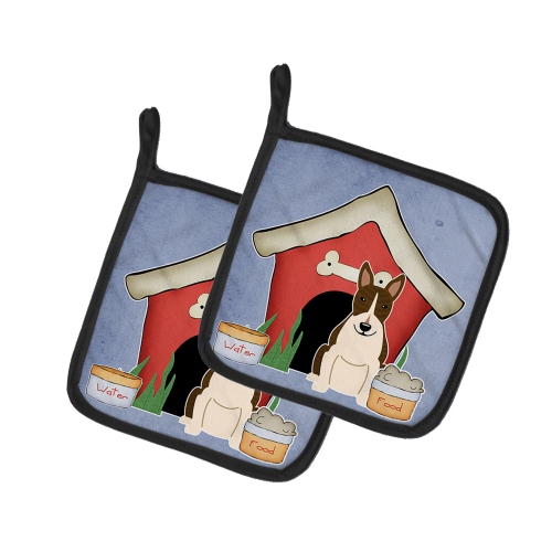 Caroline's Treasures BB2890PTHD Dog House Collection Bull Terrier Dark Brindle Pair of Pot Holders, 7.5HX7.5W, multicolor