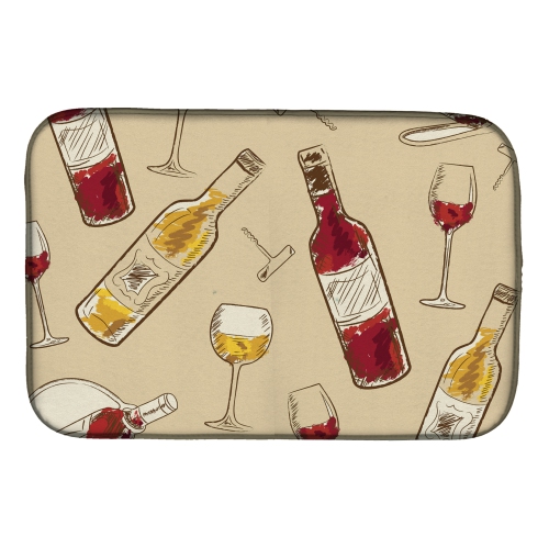 Caroline's Treasures BB5196DDM Red and White Wine Dish Drying Mat, 14 x 21", multicolor