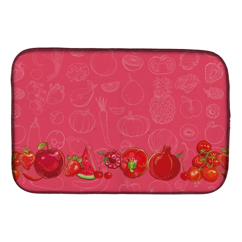 Caroline's Treasures BB5133DDM Fruits and Vegetables in Red Dish Drying Mat, 14 x 21", multicolor