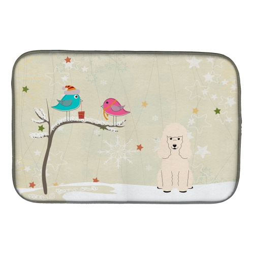Caroline's Treasures BB2542DDM Christmas Presents between Friends Poodle - White Dish Drying Mat, 14 x 21", multicolor