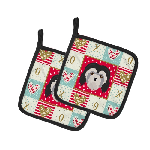 Caroline's Treasures CK5216PTHD Lowchen Little Lion Dog Love Pair of Pot Holders, 7.5HX7.5W, multicolor