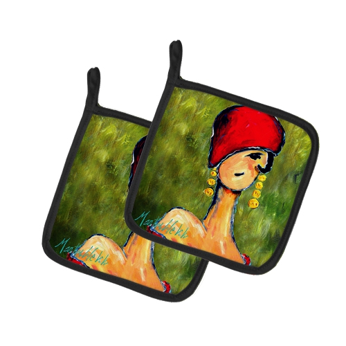Caroline's Treasures MW1301PTHD Lady Aziline Pair of Pot Holders, 7.5HX7.5W, multicolor