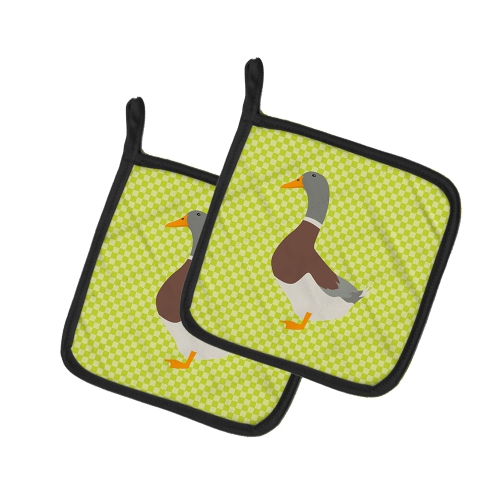 Caroline's Treasures BB7689PTHD Saxony Sachsenente Duck Green Pair of Pot Holders, 7.5HX7.5W, multicolor