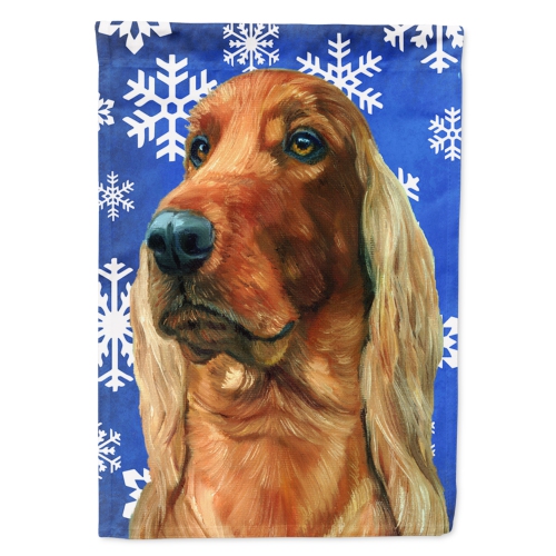 Caroline's Treasures LH9583CHF Irish Setter Winter Snowflakes Holiday Flag Canvas House Size , Large, multicolor