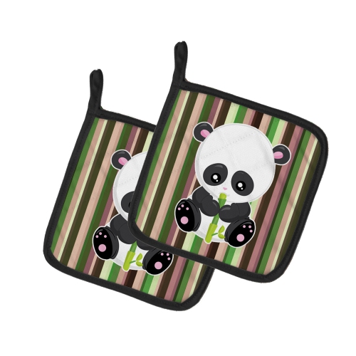 CAROLINE'S TREASURES  Bb6803Pthd Bamboo Flute Panda Pair Of Pot Holders, 7.5Hx7.5W, Multicolor