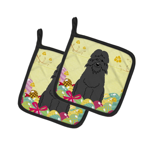 CAROLINE'S TREASURES  Bb6074Pthd Easter Eggs Bouvier Des Flandres Pair Of Pot Holders, 7.5Hx7.5W, Multicolor