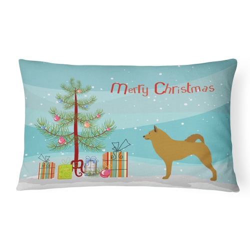 Caroline's Treasures BB8505PW1216 Finnish Spitz Christmas Canvas Fabric Decorative Pillow, 12H x16W, multicolor