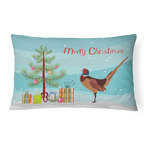 Caroline's Treasures BB9297PW1216 Ring-necked Common Pheasant Christmas Canvas Fabric Decorative Pillow, 12H x16W, multicolor