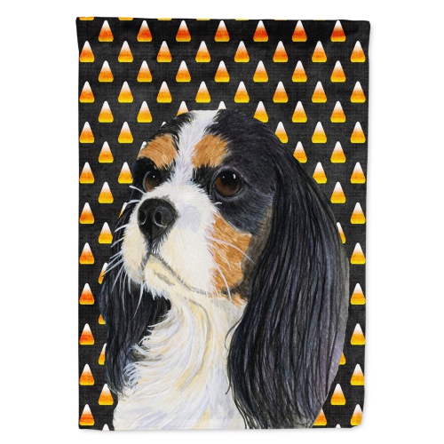 Caroline's Treasures LH9065-FLAG-PARENT Cavalier Spaniel Tricolor Candy Corn Halloween Portrait Flag, , multicolor