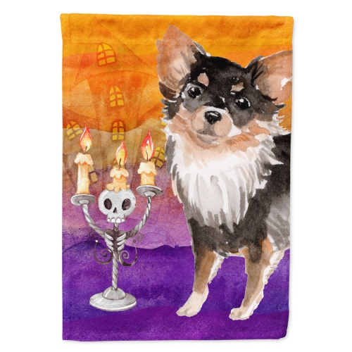 Caroline's Treasures CK3223CHF Halloween Long Haired Chihuahua Flag Canvas House Size, Large, multicolor