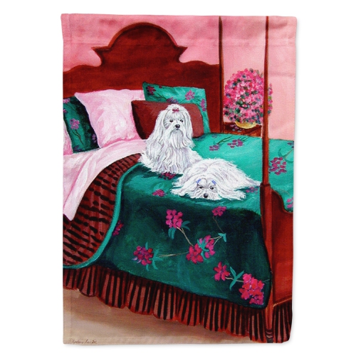 Caroline's Treasures 7110GF Maltese and puppy waiting on you Flag Garden Size, Small, multicolor