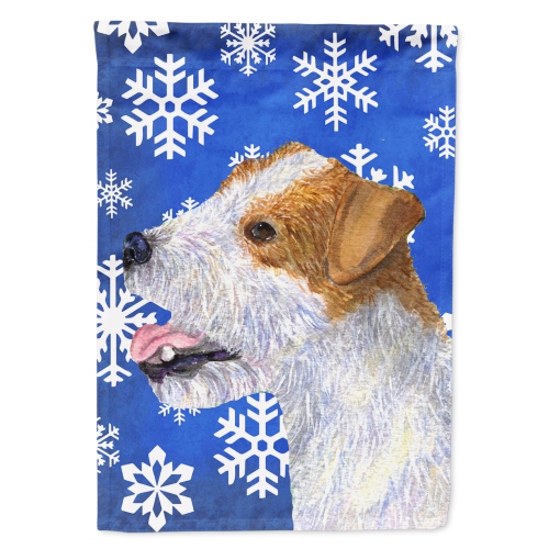Caroline's Treasures SS4642GF Jack Russell Terrier Winter Snowflakes Holiday Flag Garden Size, Small, multicolor