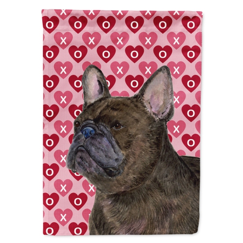Caroline's Treasures SS4519CHF French Bulldog Hearts Love and Valentine's Day Portrait Flag Canvas House Size, Large, multicolor