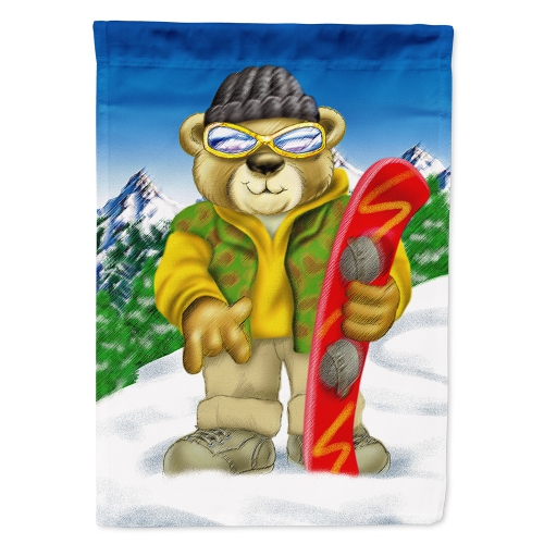 Caroline's Treasures APH0857CHF Teddy Bear Snowboarding Flag Canvas House Size, Large, multicolor