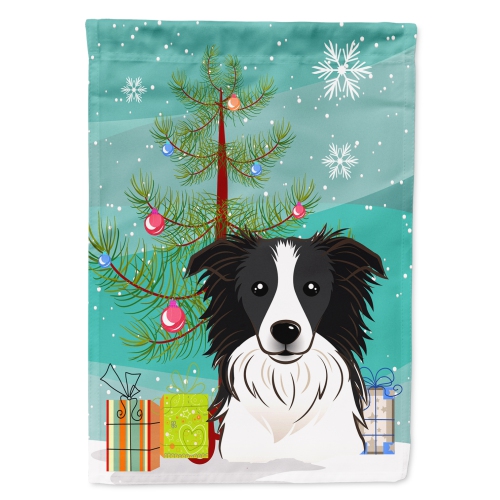 Caroline's Treasures BB1613CHF Christmas Tree and Border Collie Flag Canvas House Size, Large, multicolor