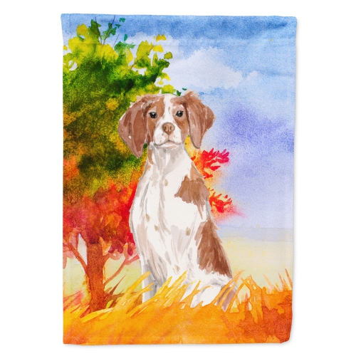 Caroline's Treasures CK1954CHF Fall Brittany Spaniel Flag Canvas House Size, Large, multicolor