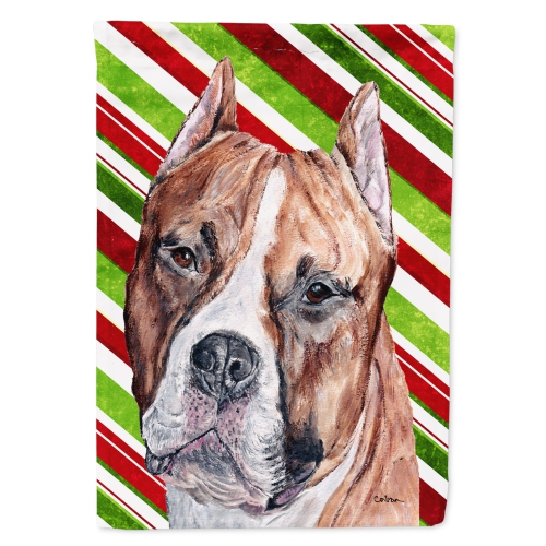 Caroline's Treasures SC9800CHF Staffordshire Bull Terrier Staffie Candy Cane Christmas Flag Canvas House Size, Large, multicolor
