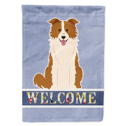 Caroline's Treasures BB5700CHF Border Collie Red White Welcome Flag Canvas House Size, Large, multicolor