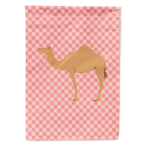 Caroline's Treasures BB7817GF Arabian Camel Dromedary Pink Check Flag Garden Size, Small, multicolor