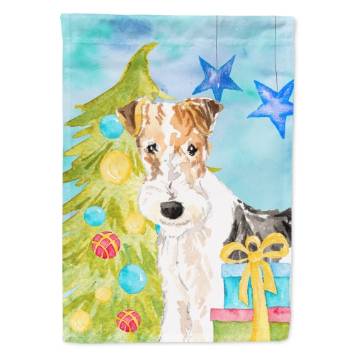Caroline's Treasures CK1855CHF Christmas Tree Fox Terrier Flag Canvas House Size, Large, multicolor