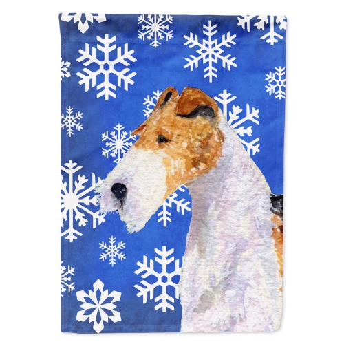Caroline's Treasures SS4616GF Fox Terrier Winter Snowflakes Holiday Flag Garden Size, Small, multicolor