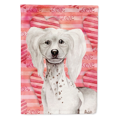 Caroline's Treasures CK1394CHF Chinese Crested Love Flag Canvas House Size, Large, multicolor