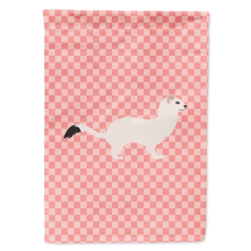 Caroline's Treasures BB7872CHF Stoat Short-tailed Weasel Pink Check Flag Canvas House Size, Large, multicolor