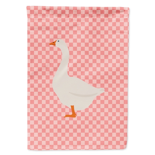 Caroline's Treasures BB7892CHF Embden Goose Pink Check Flag Canvas House Size, Large, multicolor