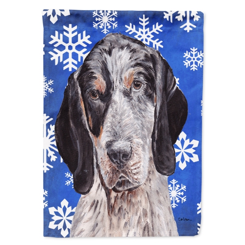 Caroline's Treasures SC9769CHF Blue Tick Coonhound Winter Snowflakes Flag Canvas House Size, Large, multicolor