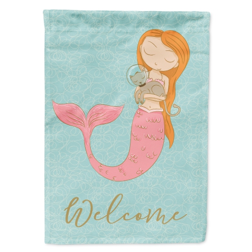 Caroline's Treasures BB8577CHF Mermaid with Cat Flag Canvas House Size, Large, multicolor