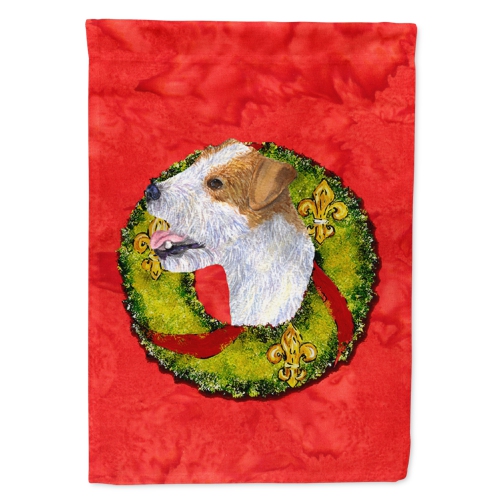 Caroline's Treasures SS4191GF Jack Russell Terrier Cristmas Wreath Flag Garden Size, Small, multicolor
