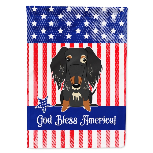 Caroline's Treasures BB3123CHF Patriotic USA Wire Haired Dachshund Dapple Flag Canvas House Size, Large, multicolor