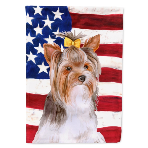 Caroline's Treasures BB9723GF Yorkshire Terrier #2 Patriotic Flag Garden Size, Small, multicolor