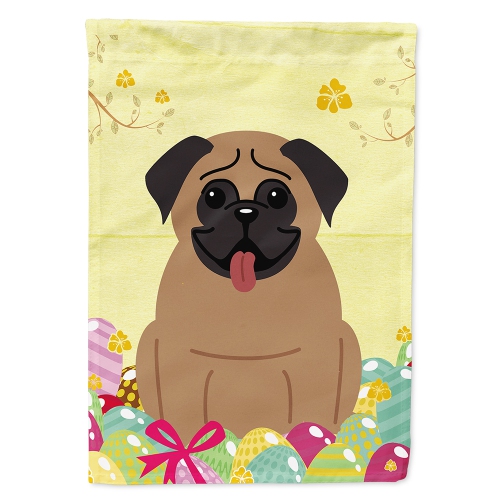 Caroline's Treasures BB6005CHF Easter Eggs Pug Brown Flag Canvas House Size, Large, multicolor