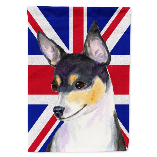 Caroline's Treasures SS4960CHF Rat Terrier with English Union Jack British Flag Flag Canvas House Size , Large, multicolor