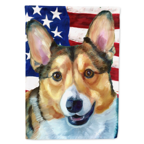 Caroline's Treasures LH9546CHF Corgi USA Patriotic American Flag Flag Canvas House Size , Large, multicolor